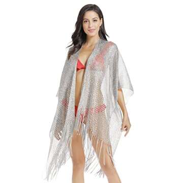JK Unicorn Bathing Suit Cover Ups for Women Kimono Swimsuit Cover Ups for Women Cover Ups for Swimwear Women(Silver)