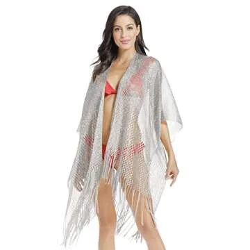 JK Unicorn Bathing Suit Cover Ups for Women Kimono Swimsuit Cover Ups for Women Cover Ups for Swimwear Women(Silver)