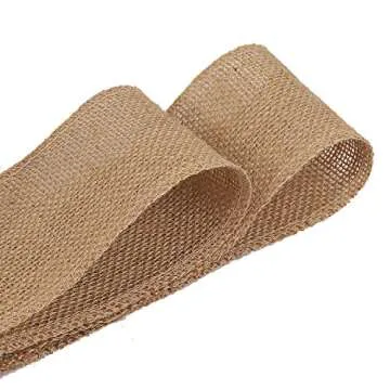 KINJOEK 6 Inch Wide 54 Yards Burlap Ribbon, Natural Jute Fabric Ribbon Crafts Ribbon for Christmas Wedding Gifts Burlap Fabric DIY Ribbon for Decoration