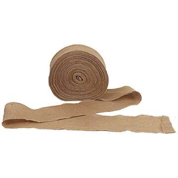 KINJOEK 6 Inch Wide 54 Yards Burlap Ribbon, Natural Jute Fabric Ribbon Crafts Ribbon for Christmas Wedding Gifts Burlap Fabric DIY Ribbon for Decoration