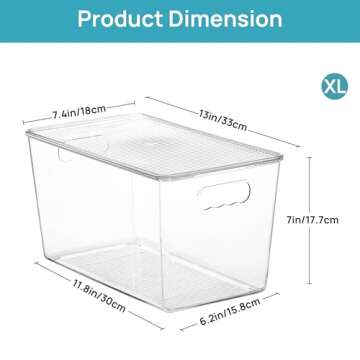 Vtopmart 8 Pack Clear Stackable Storage Bins, XL Plastic Containers for Kitchen, Pantry & Closet Org...