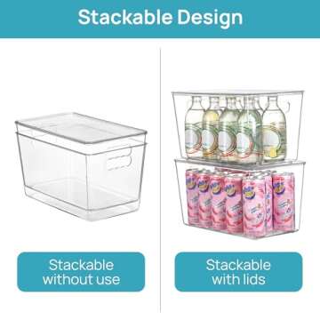 Vtopmart Clear Stackable Storage Bins - 8 Pack for Kitchen & More