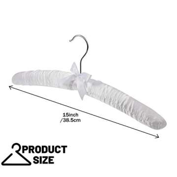 24 Pieces Satin Padded Hangers Satin Hangers with Anti-Rust Swiveling Hook Shoulder Hangers for Hanging Dresses, Sweaters, Suits and More (White)