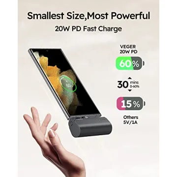 VEGER 5000mAh USB C Fast Charging Power Bank for Android