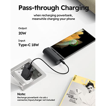 VEGER 5000mAh USB C Fast Charging Power Bank for Android
