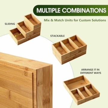 MaxGear Bamboo Drawer Organizer 6-Pc Set for Home Use