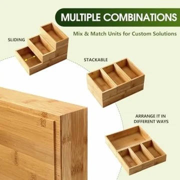 MaxGear Bamboo Drawer Organizer 6-Pc Set for Home Use