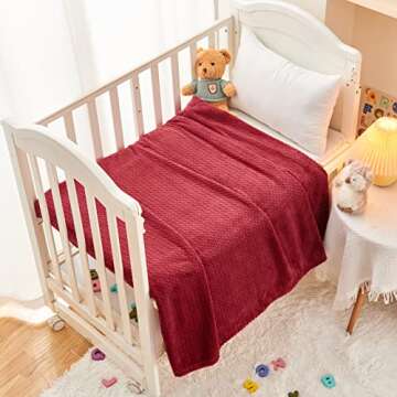 NEWCOSPLAY Super Soft Throw Blanket Red Premium Silky Flannel Fleece Leaves Pattern Lightweight Bed Blanket All Season Use (Red, Throw(40"x50"))