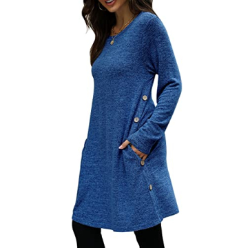 Long Sleeve Sweater Dresses for Women with Pockets