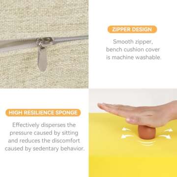 ROFIELTY 47 Inch Plush Indoor Bench Cushion for Comfort