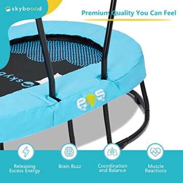 SkyBound Kids Trampoline with Handle - Mini Trampoline for Kids with ADHD, Autism & Sensory Needs - Sensory Toys for Autistic Children - Toddler Trampoline Indoor-Two Handles for Balance and Security