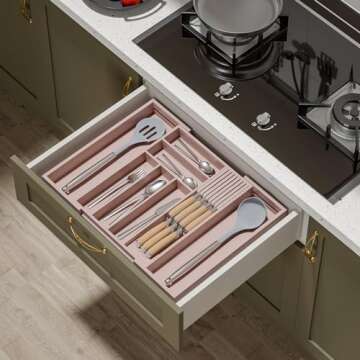 TIOPGHAD Bamboo Expandable Kitchen Utensil Organizer