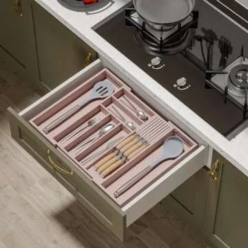 TIOPGHAD Bamboo Expandable Kitchen Utensil Organizer