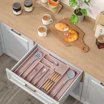 TIOPGHAD Bamboo Expandable Kitchen Utensil Organizer