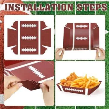 50Pcs Football Party Supplies, 5lb Football Food Plates, Football Paper Trays Disposable Bowls Nacho Trays, Football Theme Party Favors for Gameday, Carnivals, Birthday, Sport, Party Decor