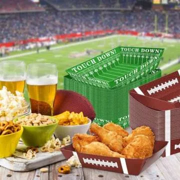 50Pcs Football Party Supplies, 5lb Football Food Plates, Football Paper Trays Disposable Bowls Nacho Trays, Football Theme Party Favors for Gameday, Carnivals, Birthday, Sport, Party Decor