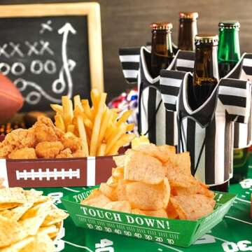 50Pcs Football Party Supplies, 5lb Football Food Plates, Football Paper Trays Disposable Bowls Nacho Trays, Football Theme Party Favors for Gameday, Carnivals, Birthday, Sport, Party Decor