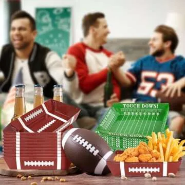 50Pcs Football Party Supplies, 5lb Football Food Plates, Football Paper Trays Disposable Bowls Nacho Trays, Football Theme Party Favors for Gameday, Carnivals, Birthday, Sport, Party Decor
