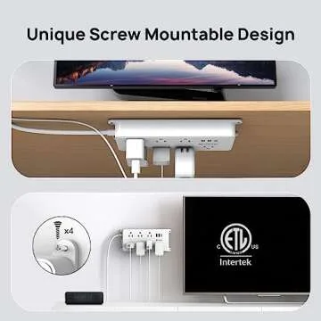 TROND Power Strip Surge Protector, 7 Widely Spaced Outlets with 2 USB A and 1 USB C, ETL Listed 1700J, Wall Mount, Flat Plug 5ft Extension Cord 14AWG Heavy Duty, for Home, Office Garage, White