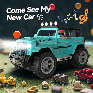 DEERC Remote Control Car with Fog Mist & Music, 1:16 Remote Control Truck for Boys, 2.4Ghz RC Car To...