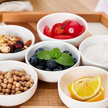 Swuut Ceramic Pinch Bowls,2.5 oz Mini Prep Dip Bowl Set,Small Dipping Salsa Charcuterie Soy Sauce Side Dish for Sushi,Set of 6(White)