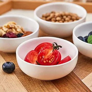 Swuut Ceramic Pinch Bowls,2.5 oz Mini Prep Dip Bowl Set,Small Dipping Salsa Charcuterie Soy Sauce Side Dish for Sushi,Set of 6(White)