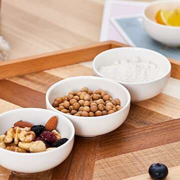 Swuut Ceramic Pinch Bowls,2.5 oz Mini Prep Dip Bowl Set,Small Dipping Salsa Charcuterie Soy Sauce Side Dish for Sushi,Set of 6(White)