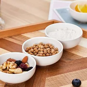 Swuut Ceramic Pinch Bowls,2.5 oz Mini Prep Dip Bowl Set,Small Dipping Salsa Charcuterie Soy Sauce Side Dish for Sushi,Set of 6(White)