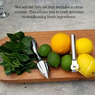 G2S Professional Bartender Kit and Cocktail Shaker Set with Stand - 17 Piece Stainless Steel Home Bar Accessories with Modern Bamboo Stand for Mixology Bartending and Drink Mixing (Black)