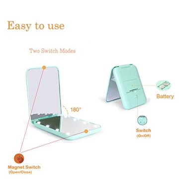 Kintion Compact LED Pocket Mirror for Perfect Makeup