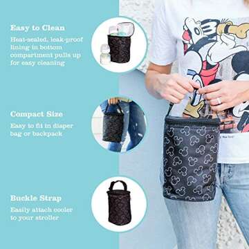 Disney Baby by J.L. Childress TwoCOOL Breastmilk Cooler - Double Baby Bottle & Food Bag - Ice Pack I...