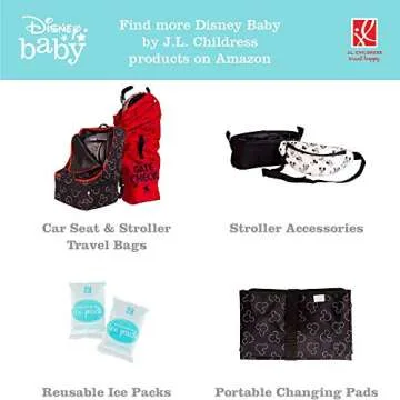 Disney Baby by J.L. Childress TwoCOOL Breastmilk Cooler - Double Baby Bottle & Food Bag - Ice Pack Included - Fits 2-4 Bottles - Insulated & Leak Proof Bottle Bag - Mickey Black