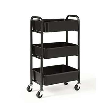 SunnyPoint 3-Tier Delicate Compact Rolling Metal Storage Organizer - Mobile Utility Cart Kitchen/Und...