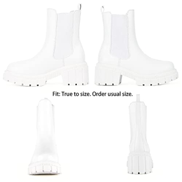 Women's White Chunky Lug Sole Platform Chelsea Boots READYSALTED