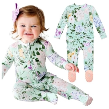Posh Peanut Baby Girl Sleepers - Viscose from Bamboo Pajamas & Ruffled Design