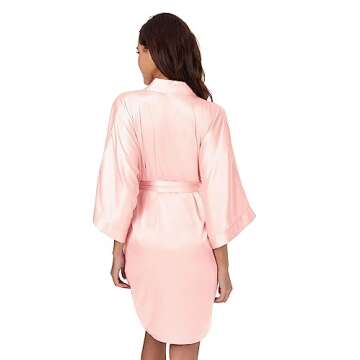 SIORO Bridesmaid Wedding Robes Silk Kimono Bathrobes for Women 3/4 Sleeves Satin Pjs Robes Sleepwear S-XXL