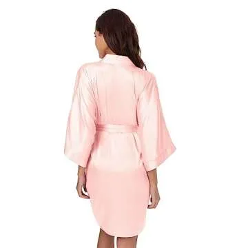 SIORO Bridesmaid Wedding Robes Silk Kimono Bathrobes for Women 3/4 Sleeves Satin Pjs Robes Sleepwear S-XXL