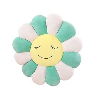 GUDVES Sunflower Plush Pillow,Smile Face Cushion Mat Pillow Sofa Cushion Colorful Sun Flower Plush Toy for Home Bedroom Decor, Colorful, Soft & Comfortable