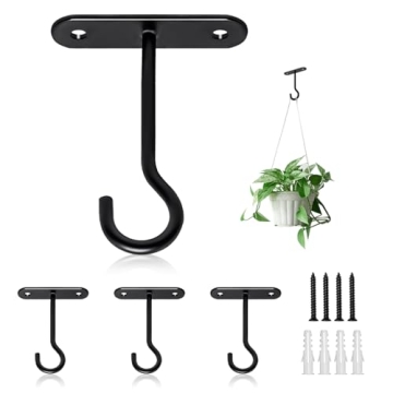 PUPINGPIG 4 Inch Ceiling Hooks for Hanging Plants - 4 Pcs Wall Mount Plant Hanger, Wall Plant Hook f...