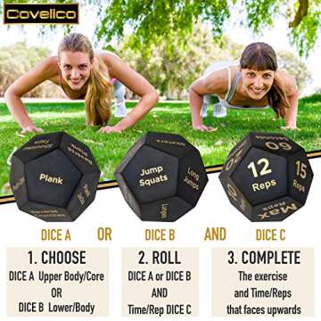 Covelico Exercise Dice for Workout Games. Fun Workout Equipment Gifts for Workout Enthusiasts, Worko...