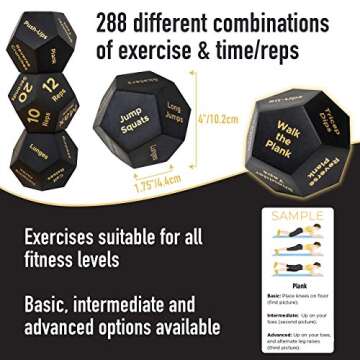 Covelico Exercise Dice for Workout Games. Fun Workout Equipment Gifts for Workout Enthusiasts, Workout Accessories Fitness Dice for Adults & Workout Dice, Fitness Gifts Women & Workout Gifts for Men