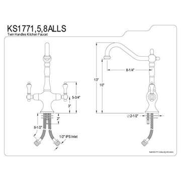 Elements of Design Heritage 2-Handle Kitchen Faucet - Oil Rubbed Bronze