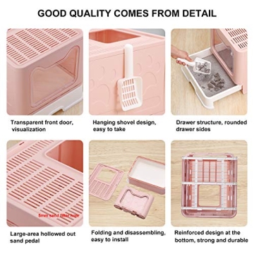 GENENIC Large Foldable Cat Litter Box with Lid