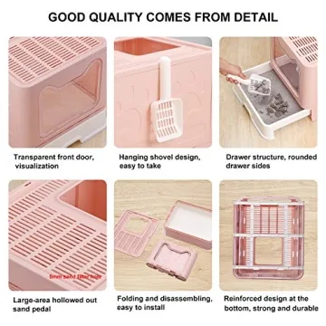 GENENIC Large Foldable Cat Litter Box with Lid