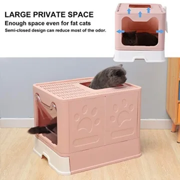 GENENIC Large Foldable Cat Litter Box with Lid