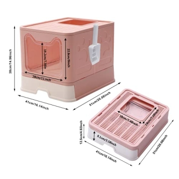 GENENIC Large Foldable Cat Litter Box with Lid