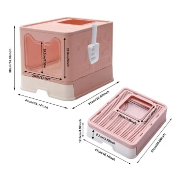 GENENIC Large Foldable Cat Litter Box with Lid