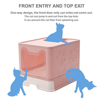 GENENIC Large Foldable Cat Litter Box with Lid