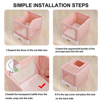 GENENIC Large Foldable Cat Litter Box with Lid