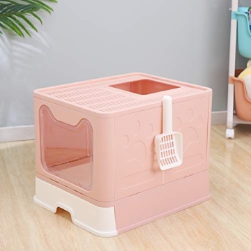 GENENIC Large Foldable Cat Litter Box with Lid